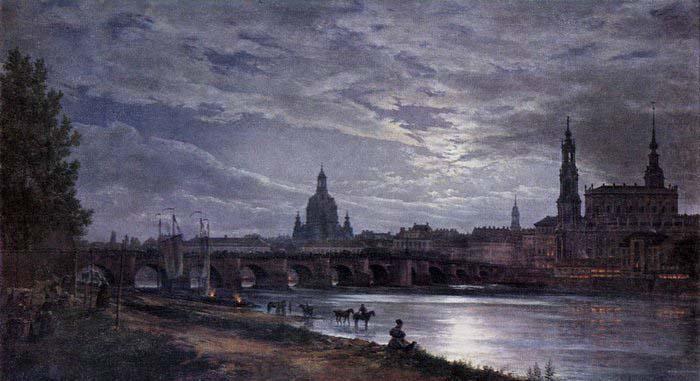 johann christian Claussen Dahl View of Dresden at Full Moon china oil painting image